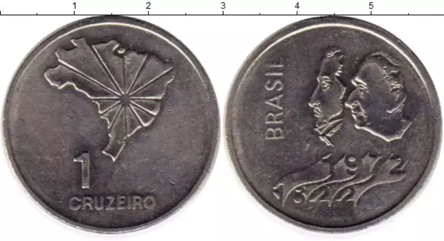 Монета крузейро Бразилии 1972 года Медно-никель 150 - летие независимости