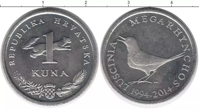 Монета куна Хорватии 2014 года Медно-никель Птица