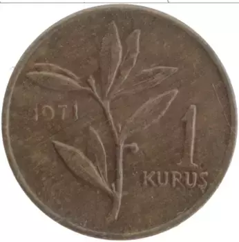 Монета куруш Турции 1971 года Бронза
