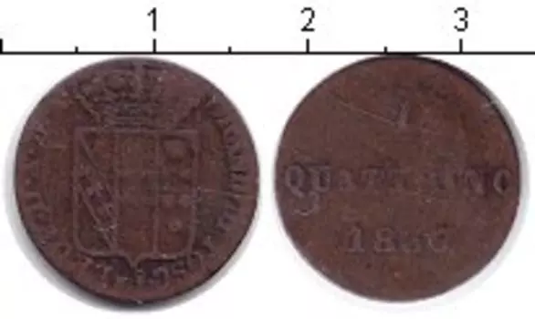 Монета кватрино Италии 1837 года Медь TUSCANY