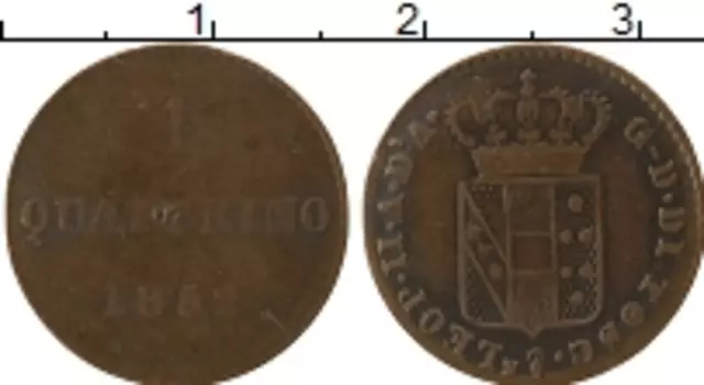 Монета кватрино Тосканы 1852 года Медь Леопольд II