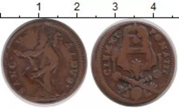 Монета кватрино Ватикана Медь Клементий XI (1700-21гг