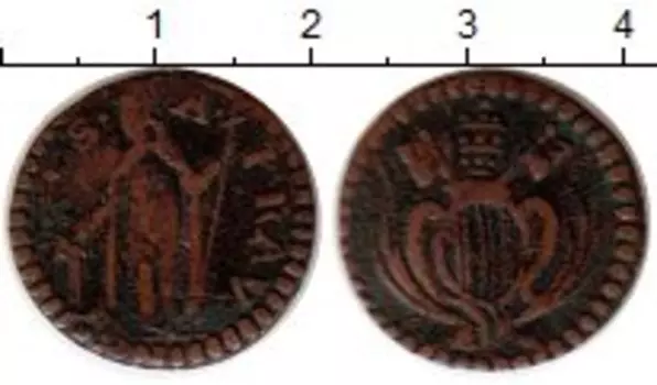 Монета кватрино Ватикана Медь XVII-XVIII вв