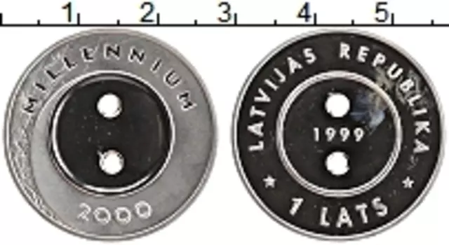 Монета лат Латвии 1999 года Серебро Миллениум