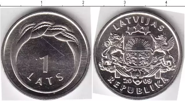 Монета лат Латвии 2009 года Медно-никель