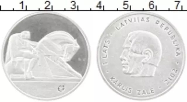 Монета лат Латвии 2012 года Серебро 70 лет со дня смерти Карлиса Зале