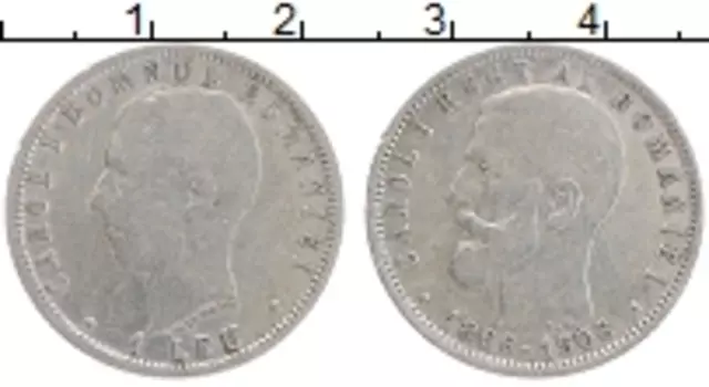 Монета лей Румынии 1906 года Серебро 40 лет на троне Карл I