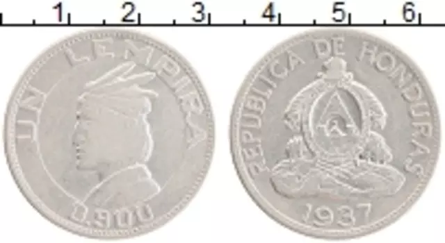 Монета лемпира Гондураса 1937 года Серебро