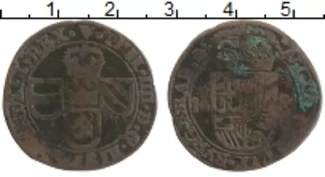 Монета лиард Брабанта 1654 года Медь Филипп IV