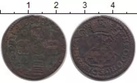 Монета лиард Льежа 1750 года Медь