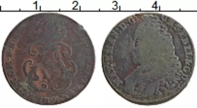 Монета лиард Люксембурга 1713 года Медь Максимилиан Эмануэль