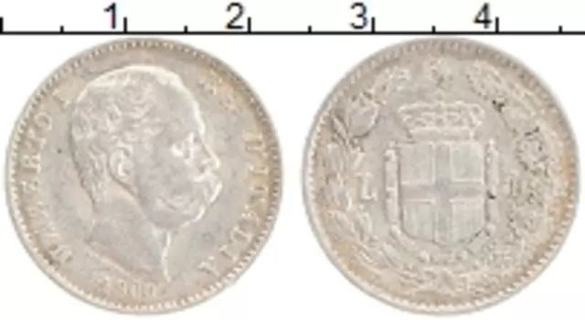 Монета лира Италии 1900 года Серебро Умберто I