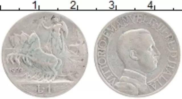 Монета лира Италии 1909 года Серебро Виктор Эммануил III