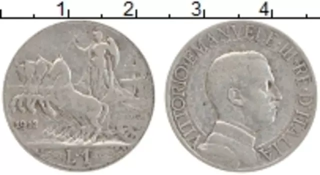 Монета лира Италии 1912 года Серебро Виктор Эммануил III