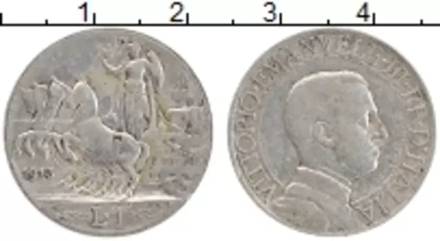 Монета лира Италии 1913 года Серебро Виктор Эммануил III