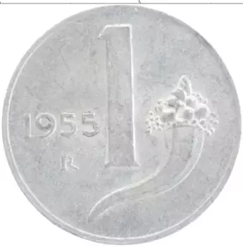 Монета лира Италии 1955 года Алюминий