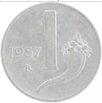 Монета лира Италии 1957 года Алюминий