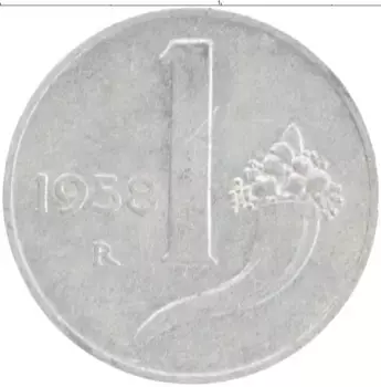 Монета лира Италии 1958 года Алюминий