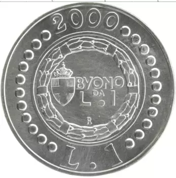 Монета лира Италии 2000 года Серебро История лиры - лира 1922 года
