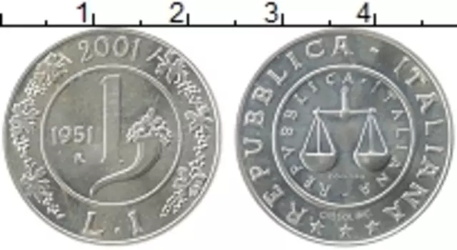 Монета лира Италии 2001 года Серебро История лиры
