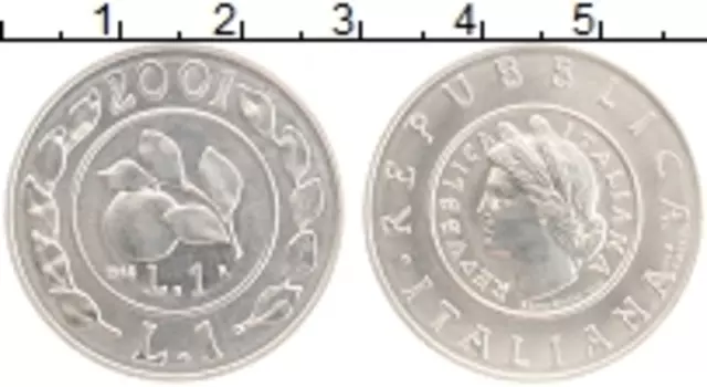 Монета лира Италии 2001 года Серебро История лиры - лира 1946 года