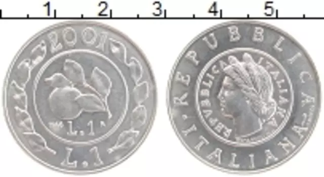 Монета лира Италии 2001 года Серебро История лиры - лира 1946 года