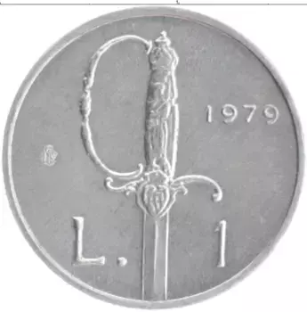 Монета лира Сан-Марино 1979 года Алюминий