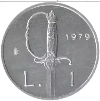 Монета лира Сан-Марино 1979 года Алюминий