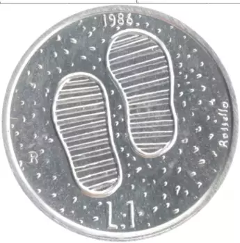 Монета лира Сан-Марино 1986 года Алюминий