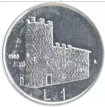 Монета лира Сан-Марино 1988 года Алюминий