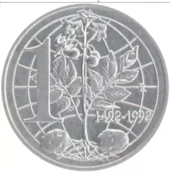Монета лира Сан-Марино 1992 года Алюминий 500 лет открытия Америки