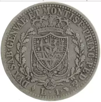 Монета лира Сардинии 1826 года Серебро Карл Феликс