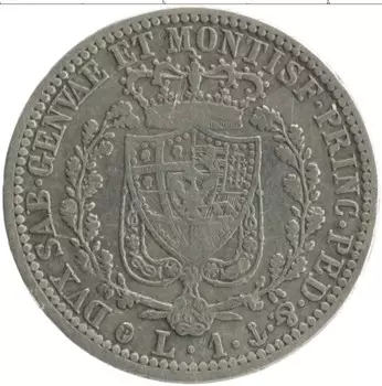 Монета лира Сардинии 1827 года Серебро Карл Феличе