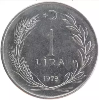 Монета лира Турции 1973 года Бронза Кемаль Ататюрк