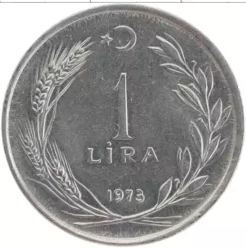 Монета лира Турции 1973 года Сталь
