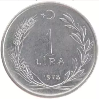 Монета лира Турции 1975 года Медно-никель