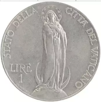 Монета лира Ватикана 1931 года Медно-никель Пий XI