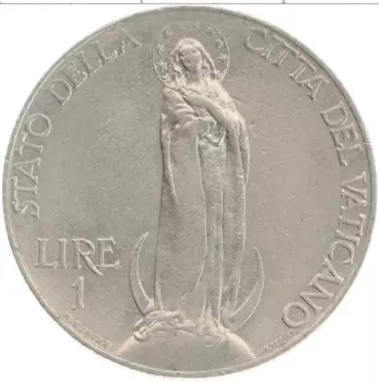 Монета лира Ватикана 1931 года Медно-никель Пий XI
