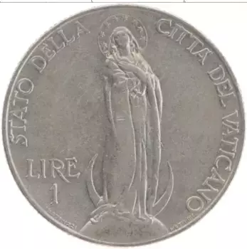 Монета лира Ватикана 1934 года Медно-никель Пий XI