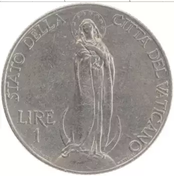 Монета лира Ватикана 1934 года Медно-никель Пий XI