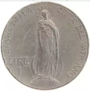 Монета лира Ватикана 1934 года Медно-никель Пий XII