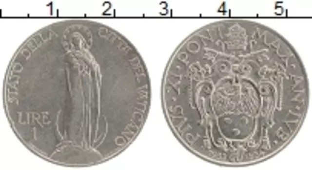 Монета лира Ватикана 1934 года Медно-никель Пий XI