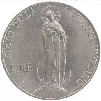 Монета лира Ватикана 1936 года Медно-никель Пий XI