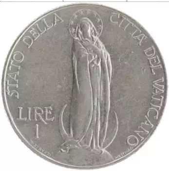 Монета лира Ватикана 1936 года Медно-никель Пий XI