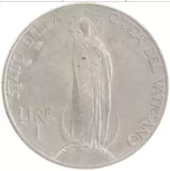 Монета лира Ватикана 1937 года Медно-никель Пий XI