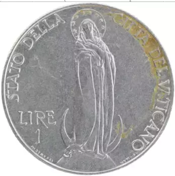 Монета лира Ватикана 1940 года Медно-никель Пий XII