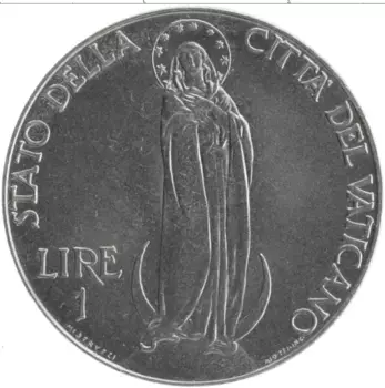 Монета лира Ватикана 1941 года Медно-никель Пий XII