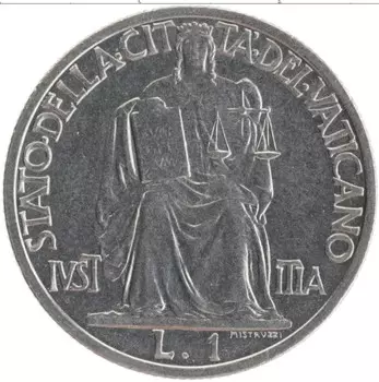 Монета лира Ватикана 1943 года Медно-никель Пий XII