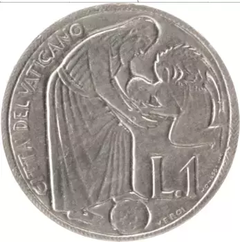 Монета лира Ватикана 1975 года Алюминий Павел VI