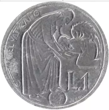 Монета лира Ватикана 1975 года Алюминий Павел VI, Лето Господне